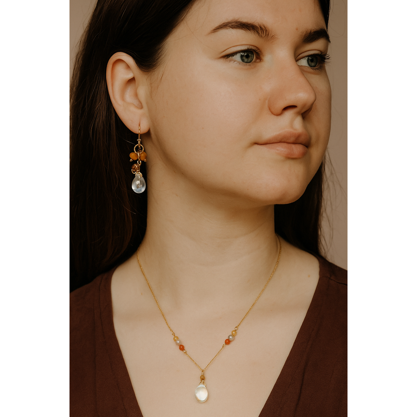 Strelitzia gold waterproof necklace