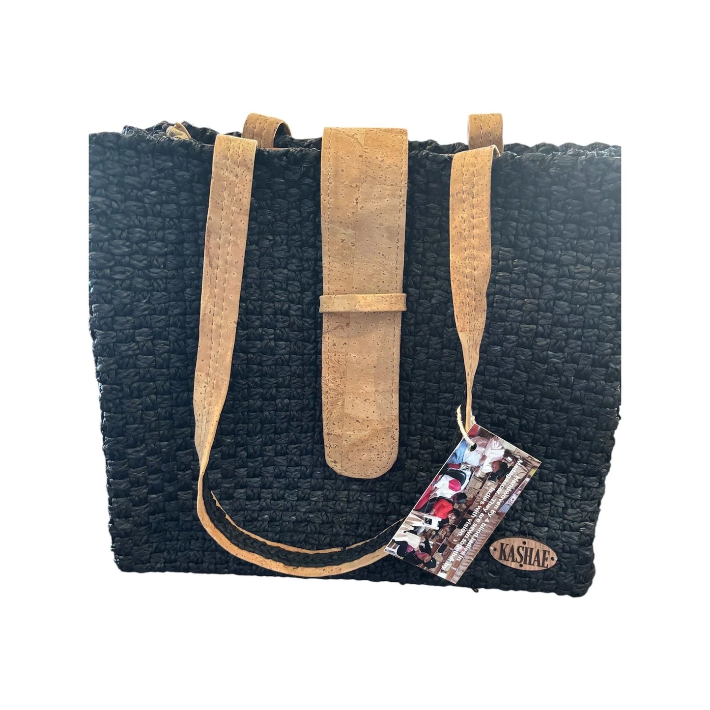 Handcrafted black Raffia and Cork Bags – Empowering Blind Artisans in Madagascar - Kashae Wings of Hope