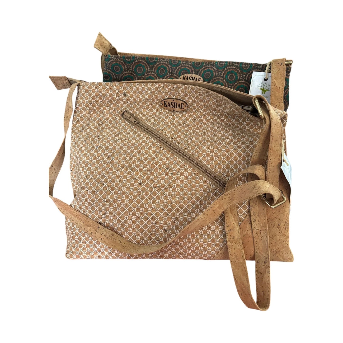 Abigail white splash cork bag - ethical, sustainable, vegan - Kashae Wings of Hope