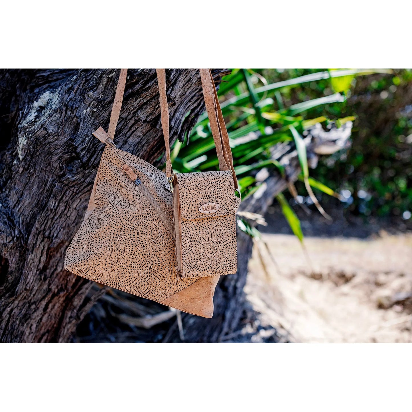 Abigail speckled black shoulder cork bag