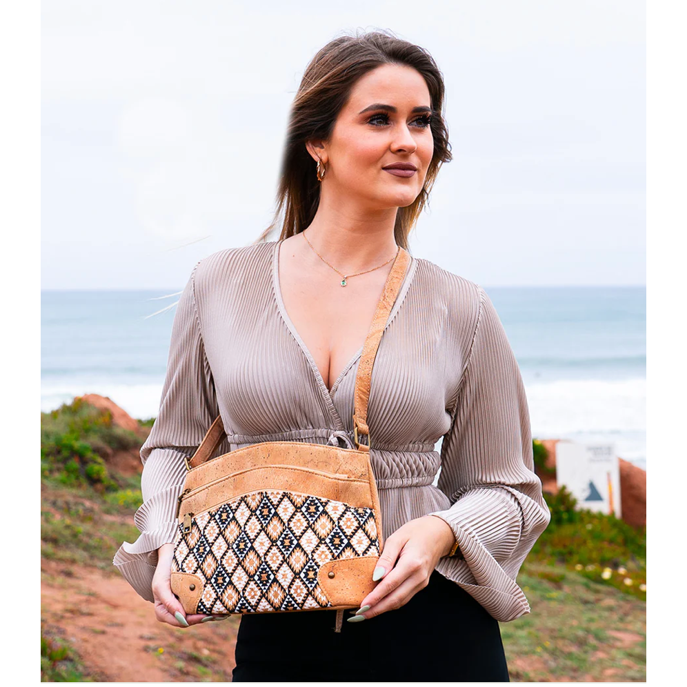 Cork black aztec 3-Line Zipper Natural Cork