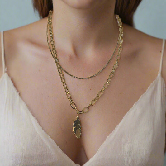Gold leaf necklace Waterproof Jewellery Made to Last - Kashae Wings of Hope