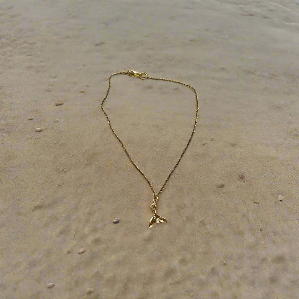 waterproof gold whale tail anklet - Kashae Wings of Hope
