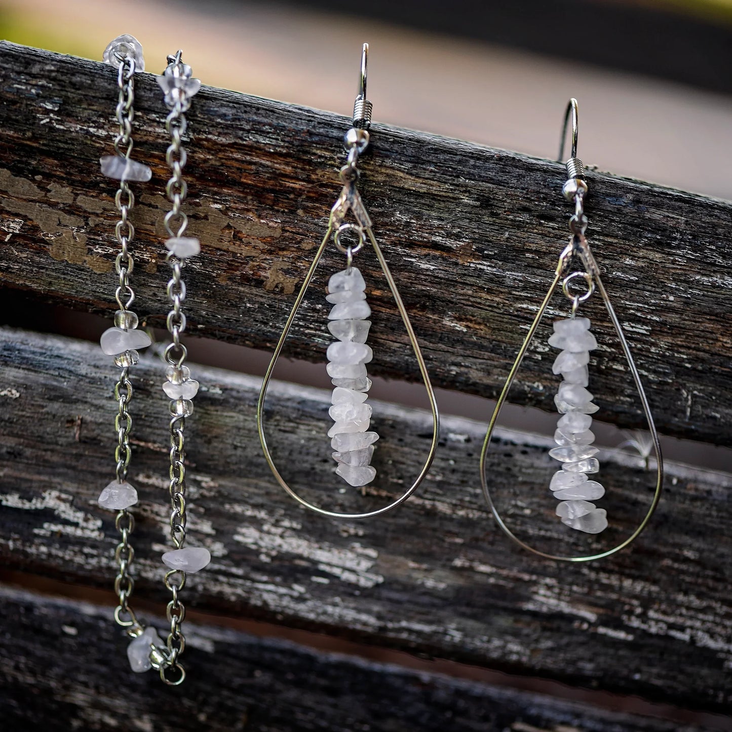 Rose Quartz earings Sterling Silver - Kashae Wings of Hope
