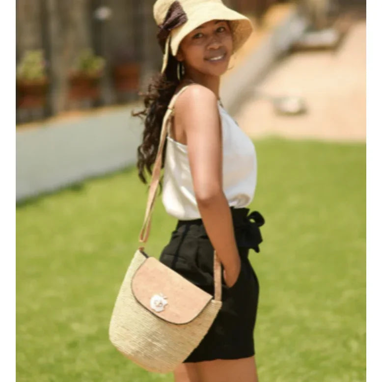 Danica Handcrafted Ethical Cork and Raffia Bag – Fair Trade from Madagascar - Kashae Wings of Hope