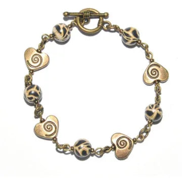 Brass hearts bracelet - Kashae Wings of Hope