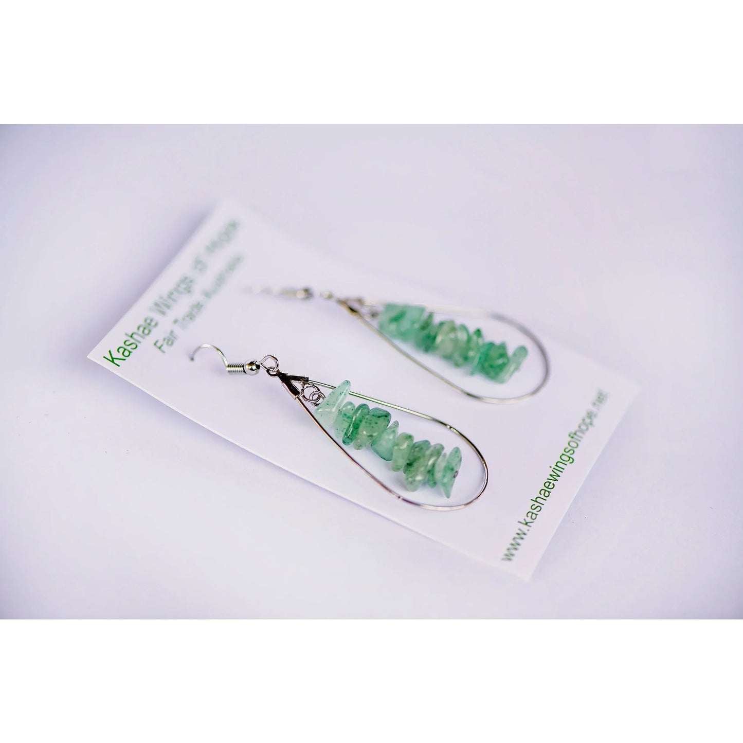 Green adventurine earings Sterling Silver - Kashae Wings of Hope