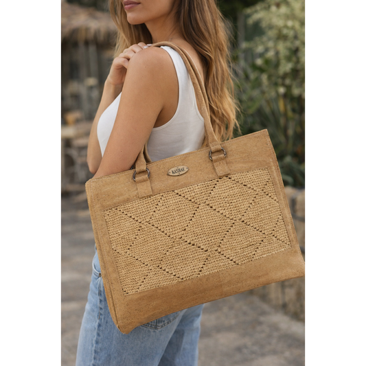 Urban Cork and Raffia Large Tote