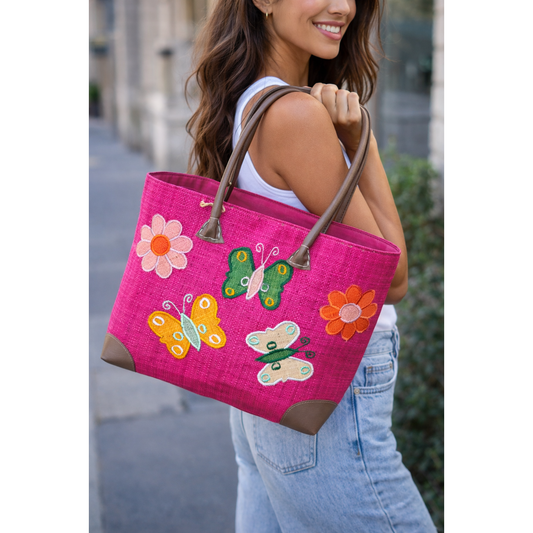 Butterfly raffia basket