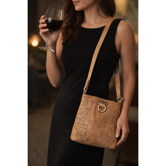 cork crossbody bag - silver speck