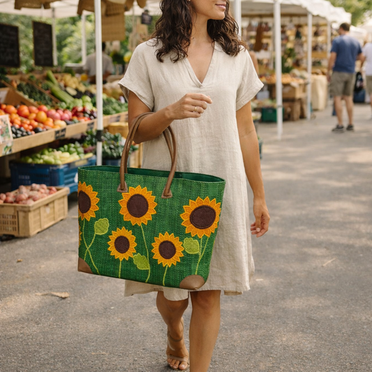 Sunflower raffia basket