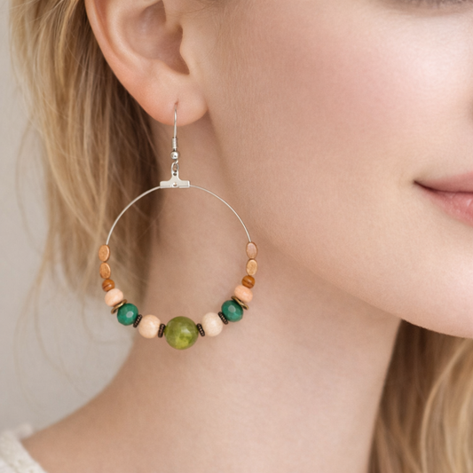 Green  beaded earings