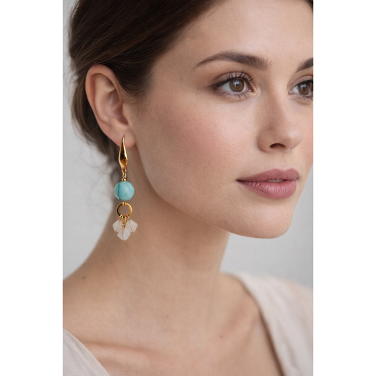 Protea  earings waterproof 18k gold plated.