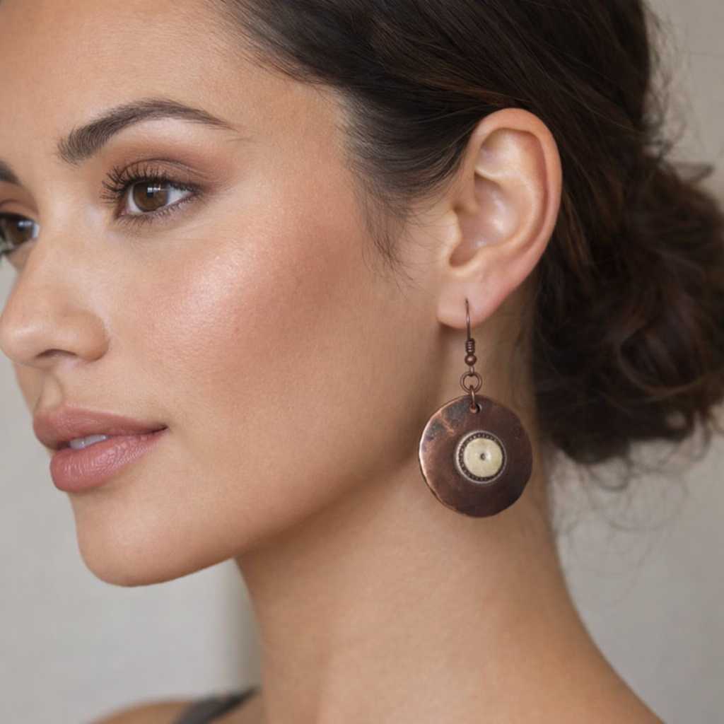 Copper Disc Earings