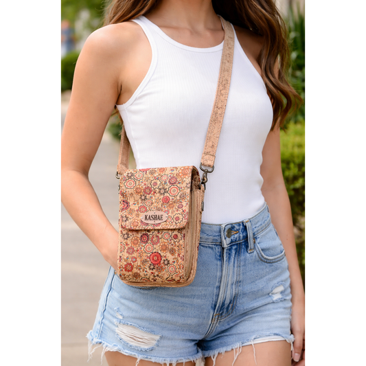 Eve Cherry Blossom Cork Shoulder Bag for Phones & Essentials