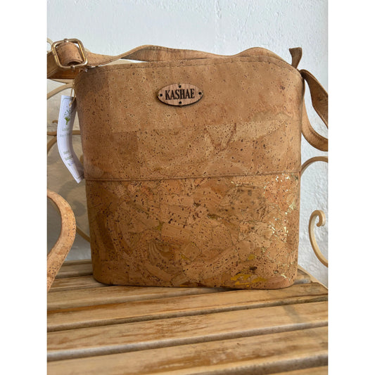 Desiree Gold Cork Crossbody Bag – Vegan, Sustainable & Stylish