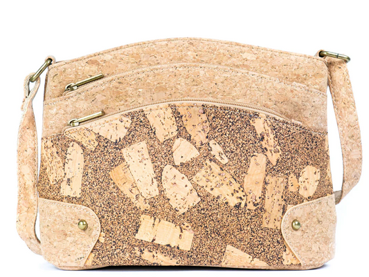 Cork  natural bag -  Three-Line Zipper