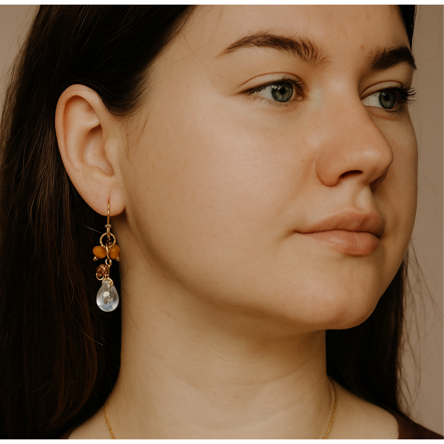 Strelitzia earings waterproof 18k gold plated.