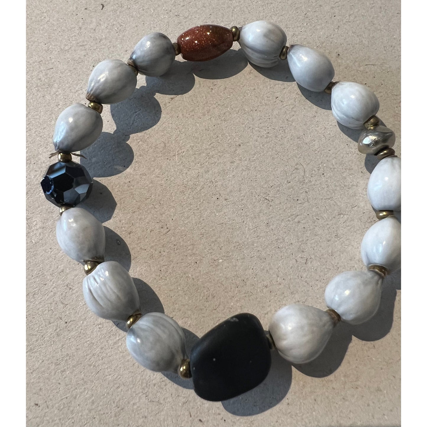 Gemstone and zulu seed bracelets